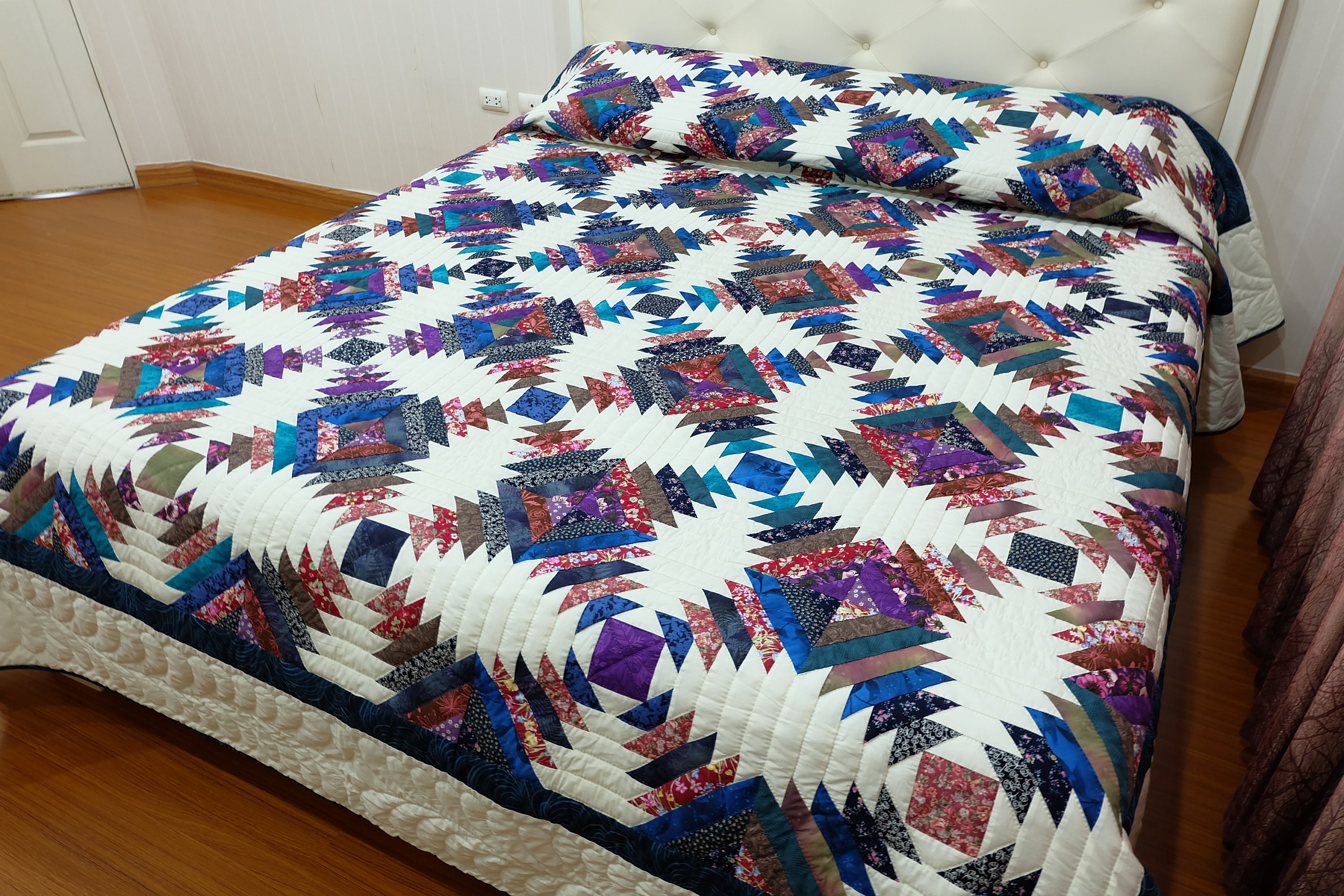 Pineapple quilts king size Multicolor Pineapple quilt block Etsy