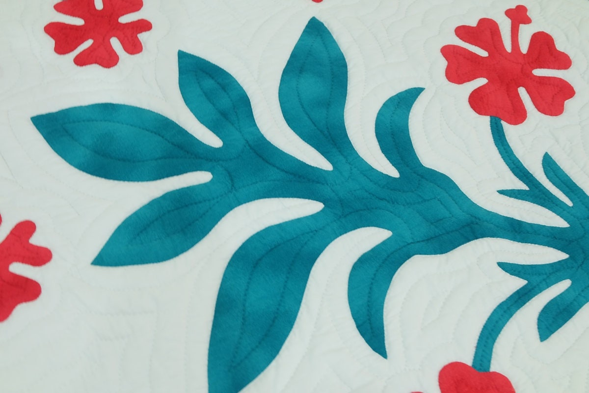 Hawaiian Quilt Blue Hawaiian Quilt King Size Handmade Quilt Etsy