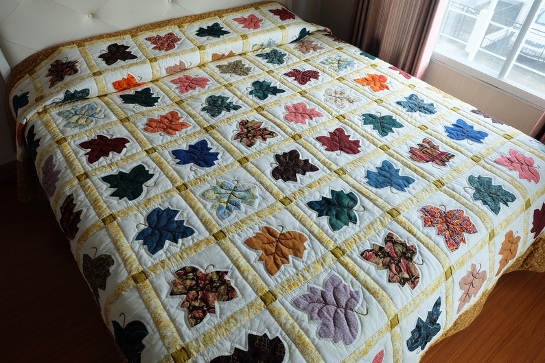 King Size Bedspread for Sale Bedspread With Leaves Maple Etsy