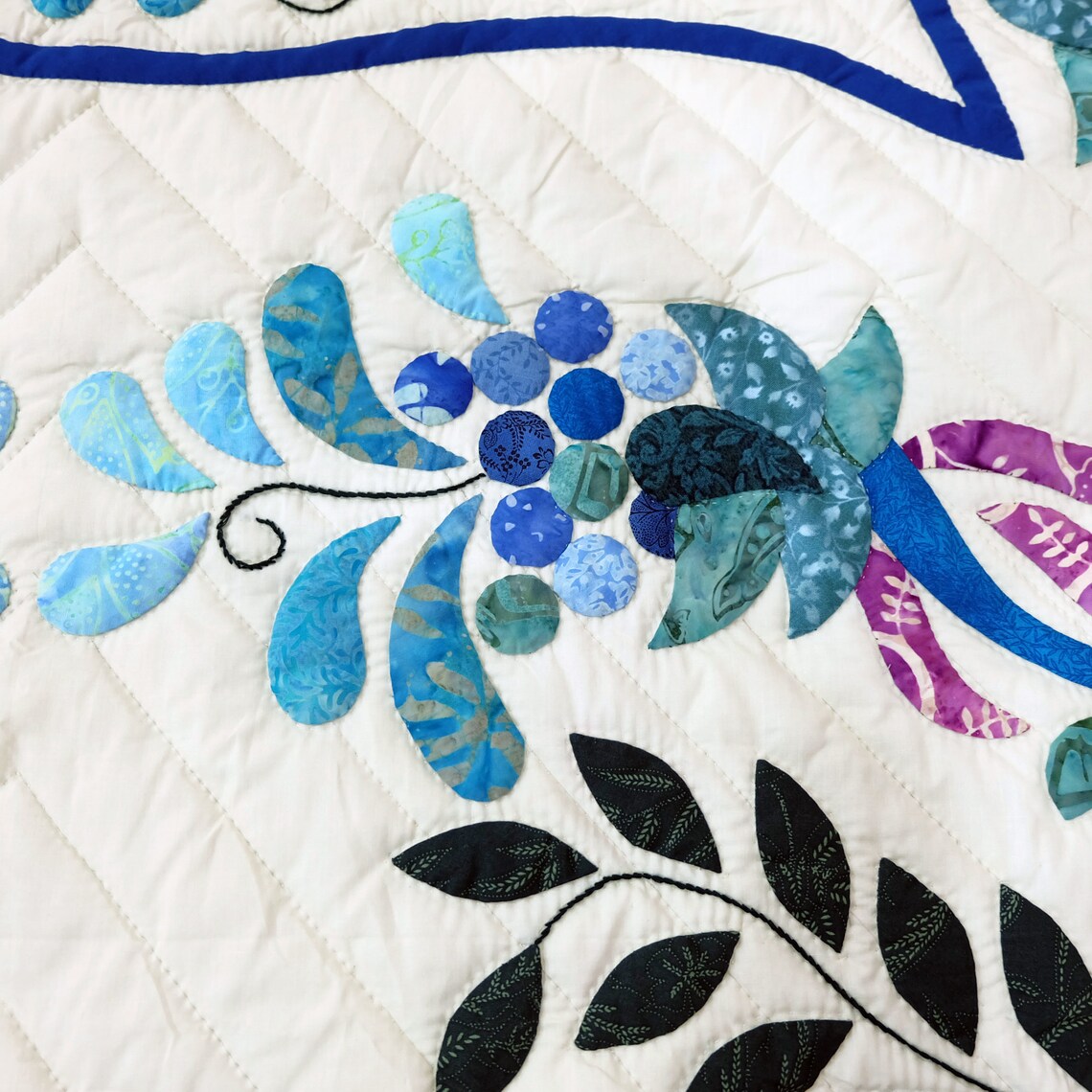 Flower garden hand Appliqued quilt Costal floral handmade Etsy