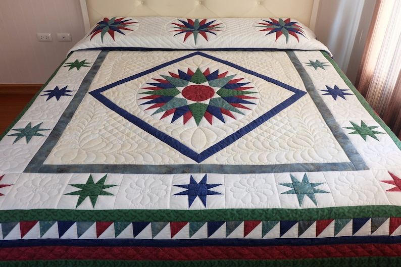 Mariner's Compass Star Quilt Mariners Compass Handmade Etsy