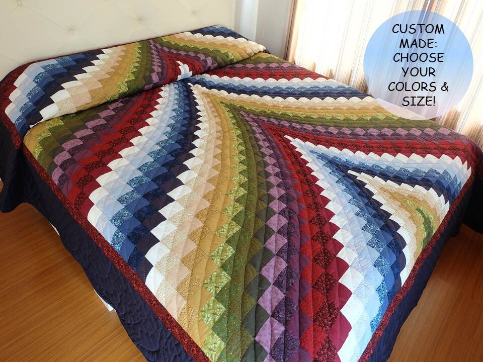 King Size Bargello Quilt for Sale Amish Style Quilts Multi Etsy