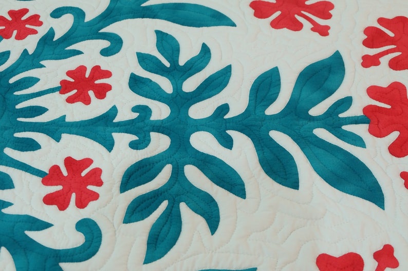Hawaiian Quilt Blue Hawaiian Quilt King Size Handmade Quilt Etsy