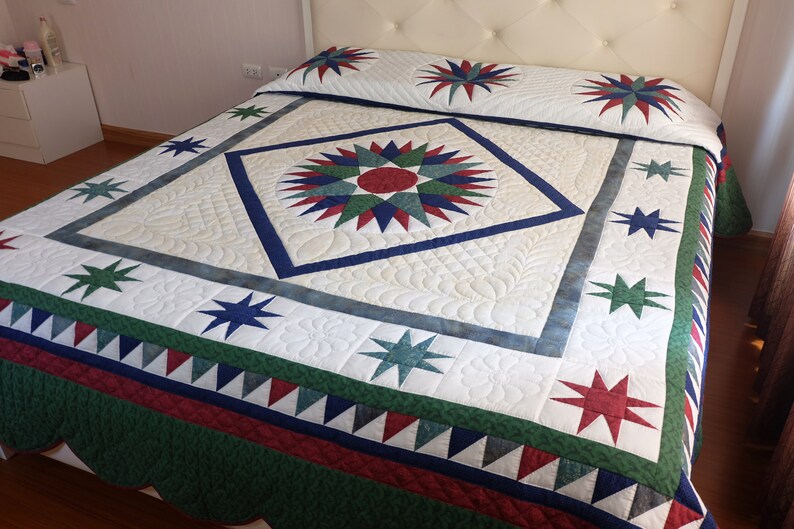 Mariner's Compass Star Quilt Mariners Compass Handmade Etsy