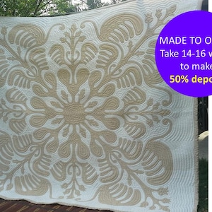 CUSTOM Hawaiian quilt, Homemade Hawaiian bedspread, Queen/ California king size quilt, Prewashed cotton blankets, Hawaiian gifts for grandma
