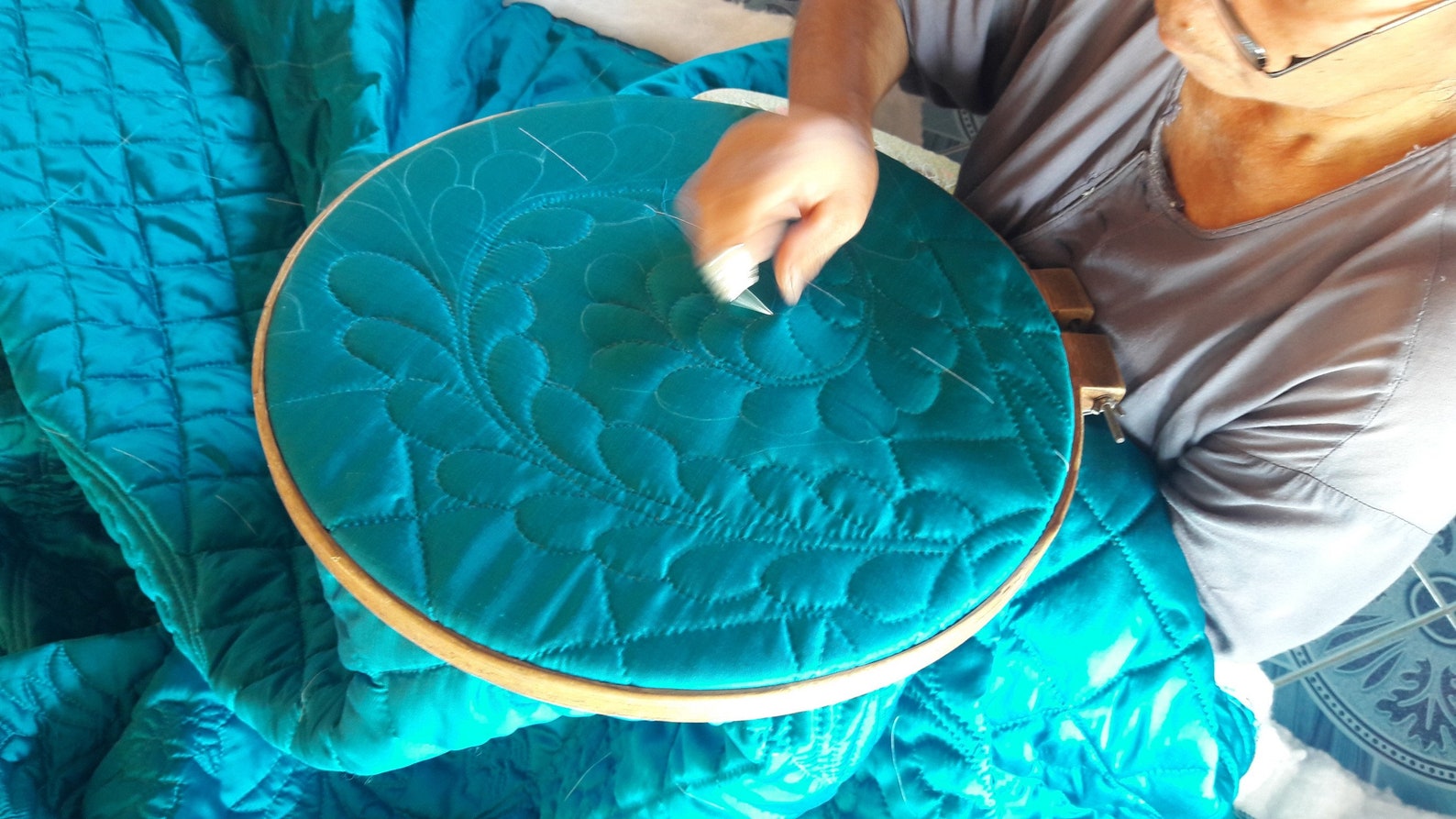 Reversible Quilt Thai Silk Quilt Turquoise Bed Cover Silk Etsy