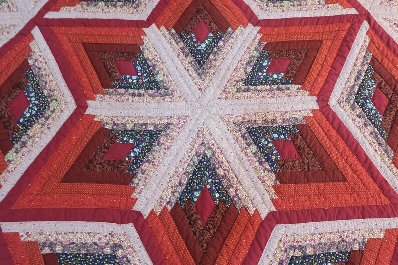 Broken Star With Log Cabin King Size Quilt Amish King Size Etsy