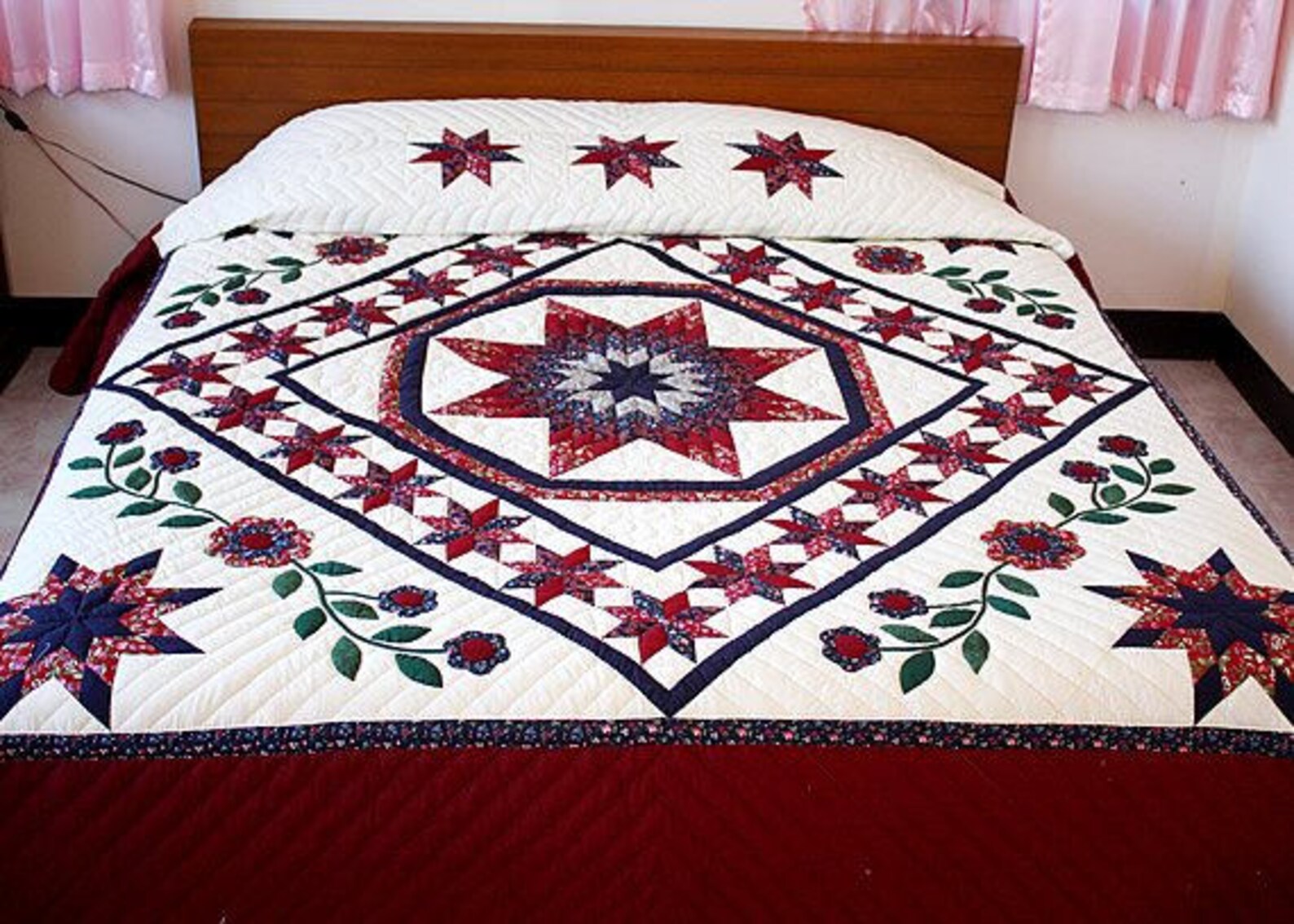 King Size Cotton Blanket Star and Floral Quilt Queen Etsy