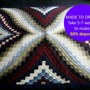 Eclectic blanket quilt, Made to order Bargello quilt, Queen, California king size quilt, Handmade quilt duvet cover, Bright bedroom decor