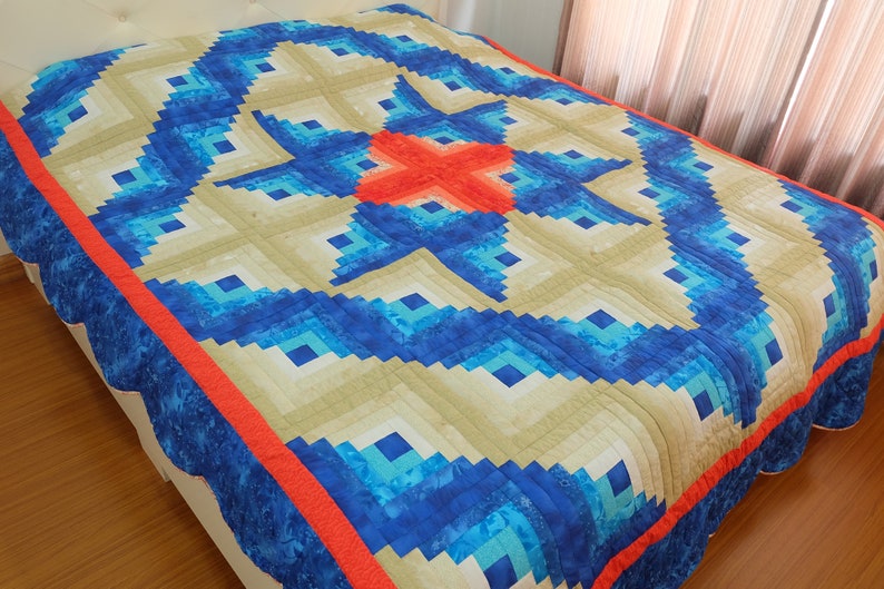 Amish Log cabin quilt Log cabin patchwork quilt king size Etsy