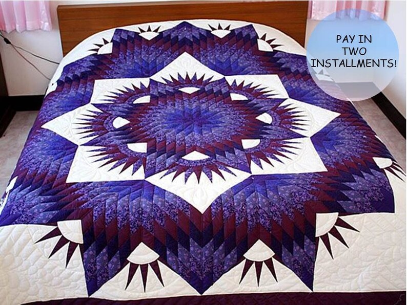 Bed Sheet Quilt Bed Cover Quilt Purple Star Quilts Etsy
