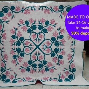 CUSTOM made quilt, Hawaiian handmade quilt, Traditional Hawaiian quilt bedspread, Handmade king / queen quilt, Hawaiian decor, Wedding gifts