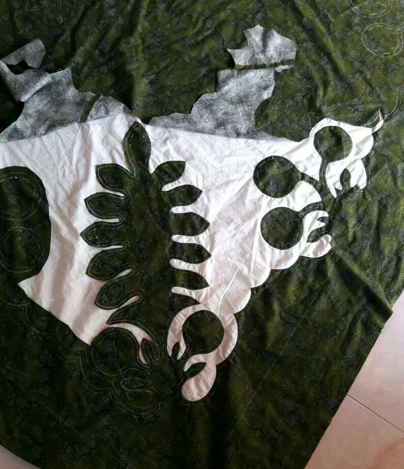 Handmade Forest Green Hawaiian Applique Quilt Bread Fruit Etsy