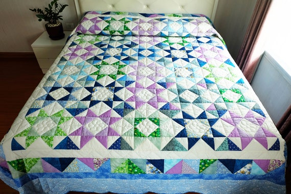 Indigo by Color Girl Quilts - Purple Daisies Quilting