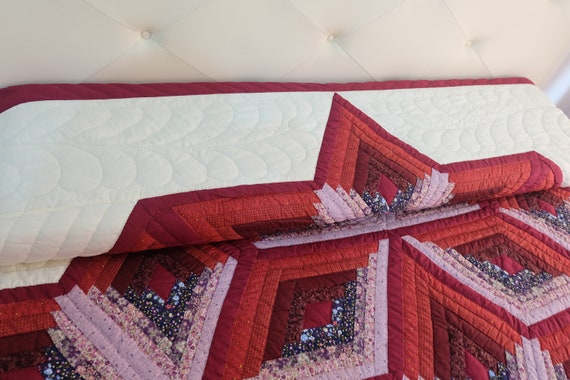 Broken Star Quilt Log Cabin Amish Style Bedspread With Etsy