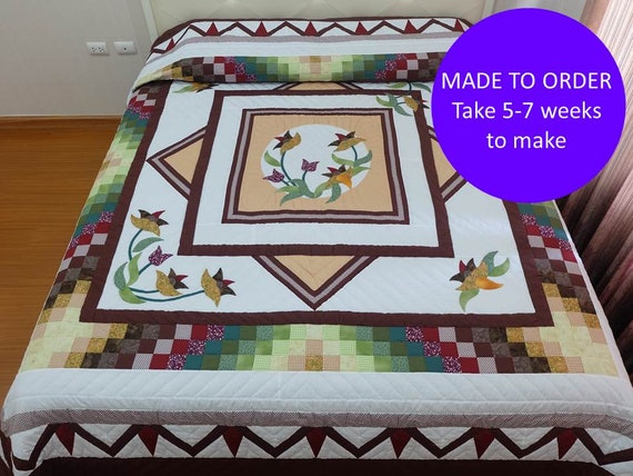 Country Treasures Patchwork California King Bed Quilt Patchwork Star Floral 