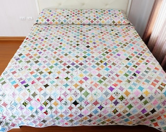 Couette pour fenêtre cathédrale cousue à la main, courtepointe personnalisée de style amish, literie en coton héritage, courtepointe reine/roi appliquée à la main, décor primitif