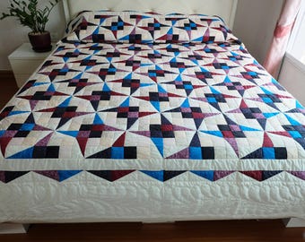Colcha Flutterby feita à mão sob encomenda, colcha de retalhos de algodão, manta estilo Amish, tamanho Queen/Cal King, presente para ocasiões especiais, decoração de fazenda.
