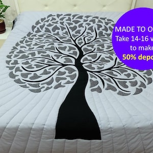 Heart tree of life quilt, Tree of life CUSTOM made quilt, Home sweet home quilt gift 100% hand quilted/hand appliqued, Custom handmade quilt