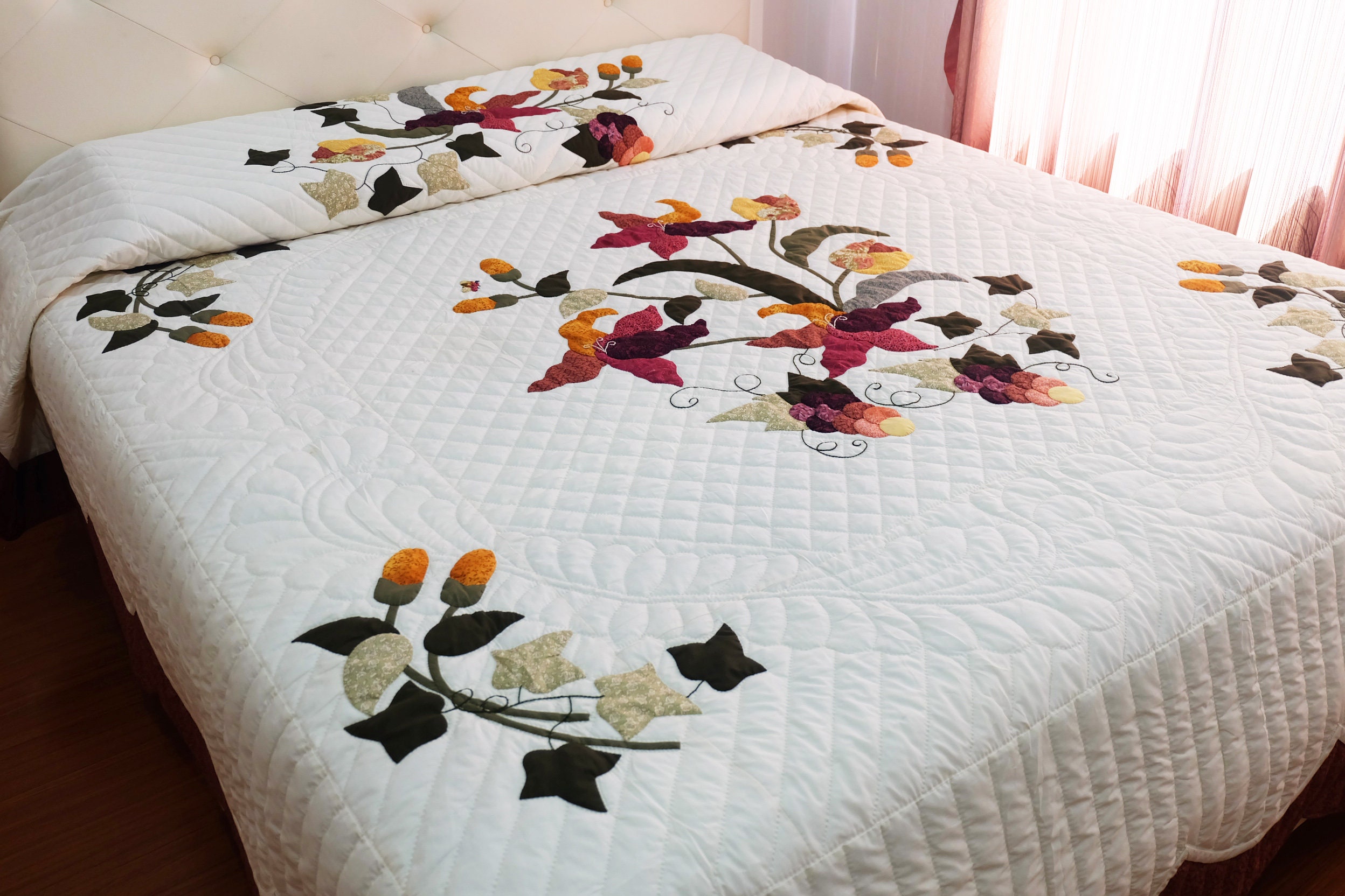 Handmade Floral Quilt Cover King Size Quilted Duvet Cover Etsy