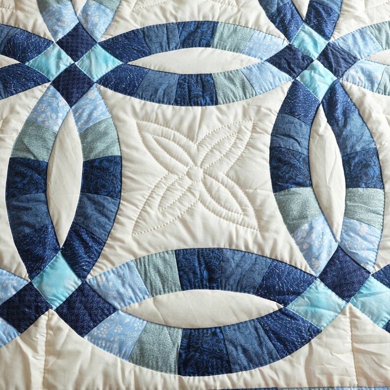 Quilt Double Wedding Ring Amish handmade quilt Patchwork Etsy