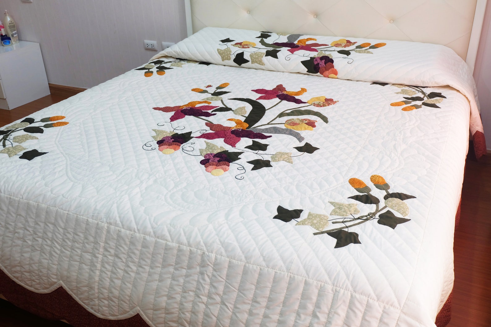 Handmade Floral Quilt Cover King Size Quilted Duvet Cover Etsy