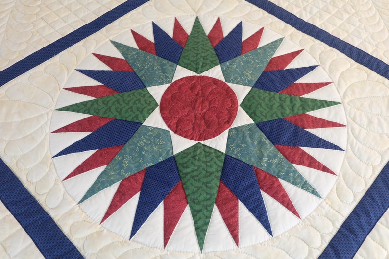 Mariner's Compass Star Quilt Mariners Compass Handmade Etsy