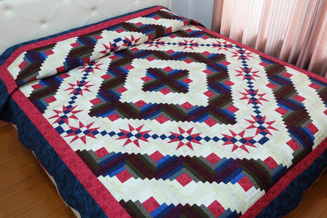 Amish log cabin Quilts Log cabin quilt log cabin Quilt Etsy