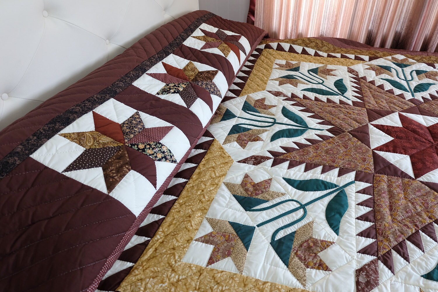 Patchwork quilts Feather Star Quilt King Size Quilts Amish Etsy