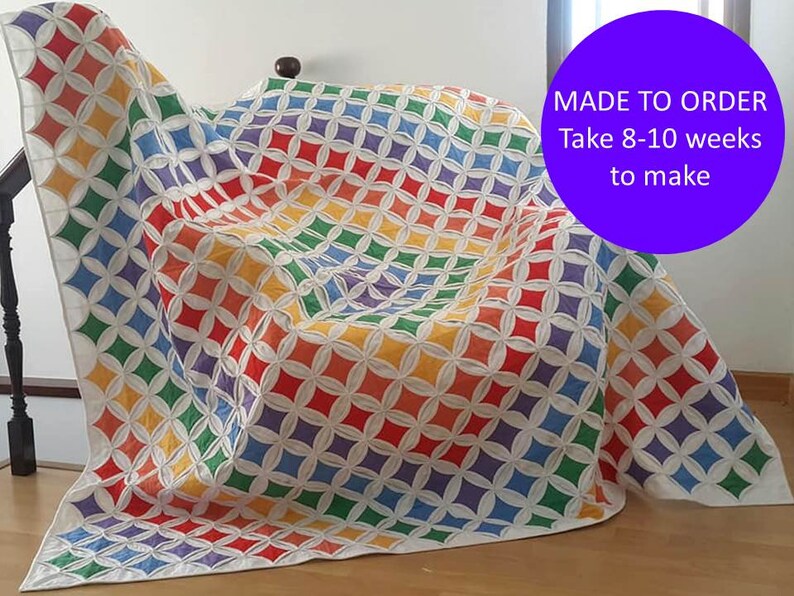 Cathedral Windows Quilts Cathedral Window Hand Stitched Quilt Etsy