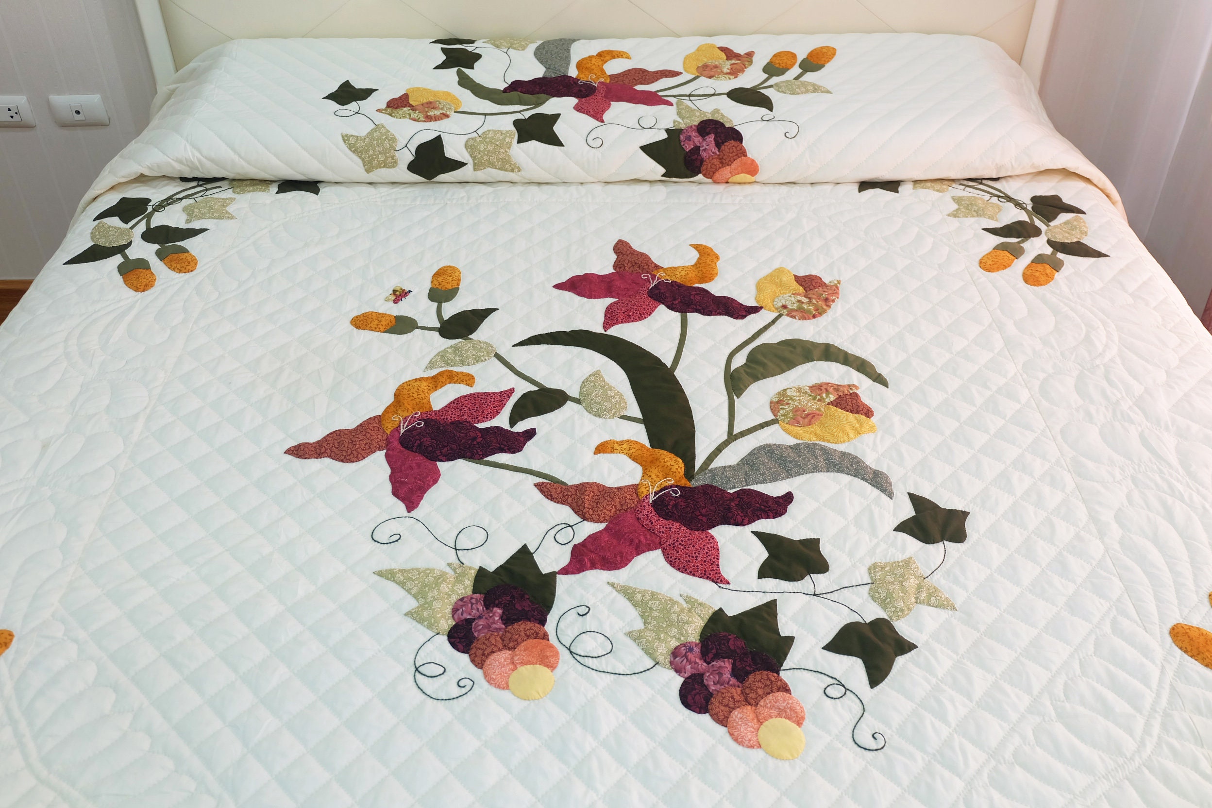 Handmade Floral Quilt Cover King Size Quilted Duvet Cover Etsy