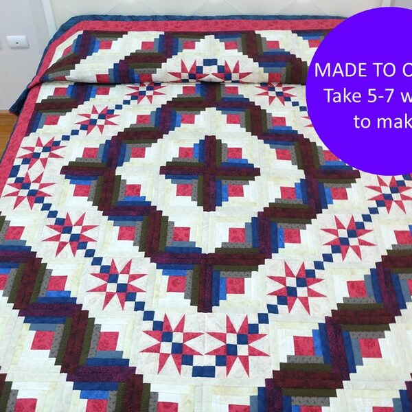 Log Cabin Star Quilt Pattern Etsy