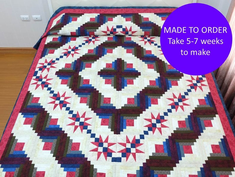 Amish log cabin Quilts Log cabin quilt log cabin Quilt Etsy