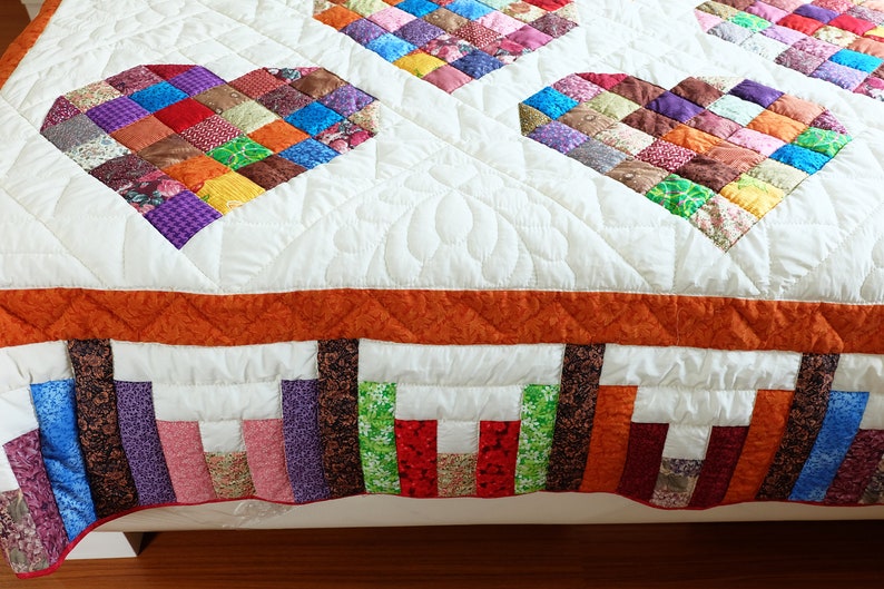 CUSTOM Handmade Boho Heart Quilt Homemade Scrap Quilt Block Etsy