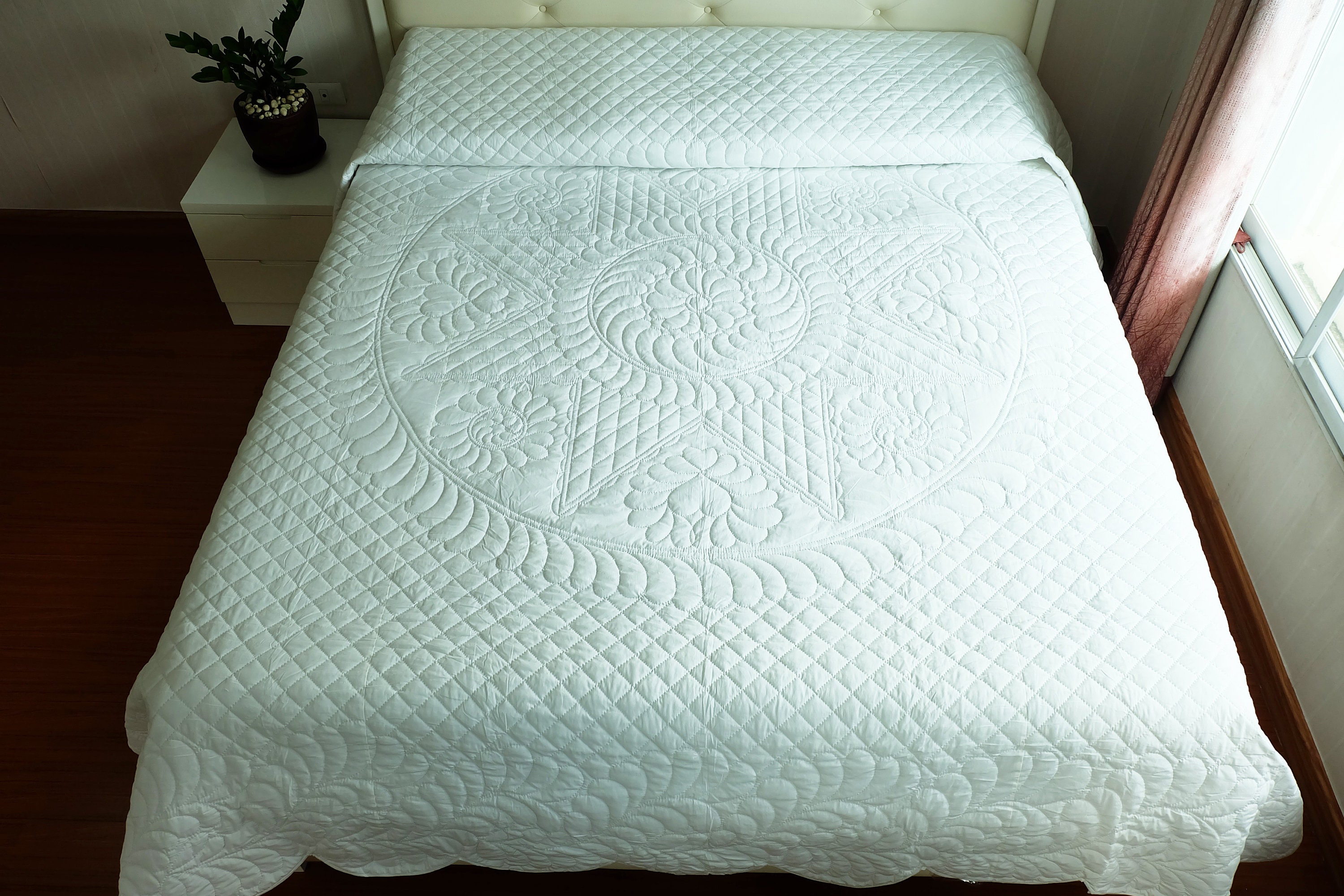 Whole cloth quilt king size handmade Whole cloth white quilt Etsy