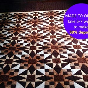 CUSTOM ORDER Amish Handmade Quilt, Amish design Quilt, Rangeley Maine quilt Retreat, Handmade King / Queen / California king Bed cover quilt