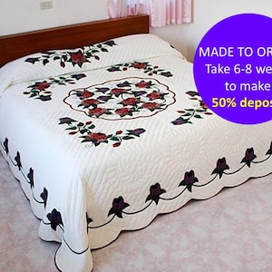 Unique Handmade wedding gift for couple, Unique rose garden quilt gifts, Hand made quilts king, Hand made quilts queen size, Farmhouse décor