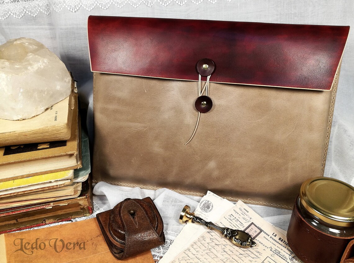 Leather portfolio vintage leather folder document holder. Etsy