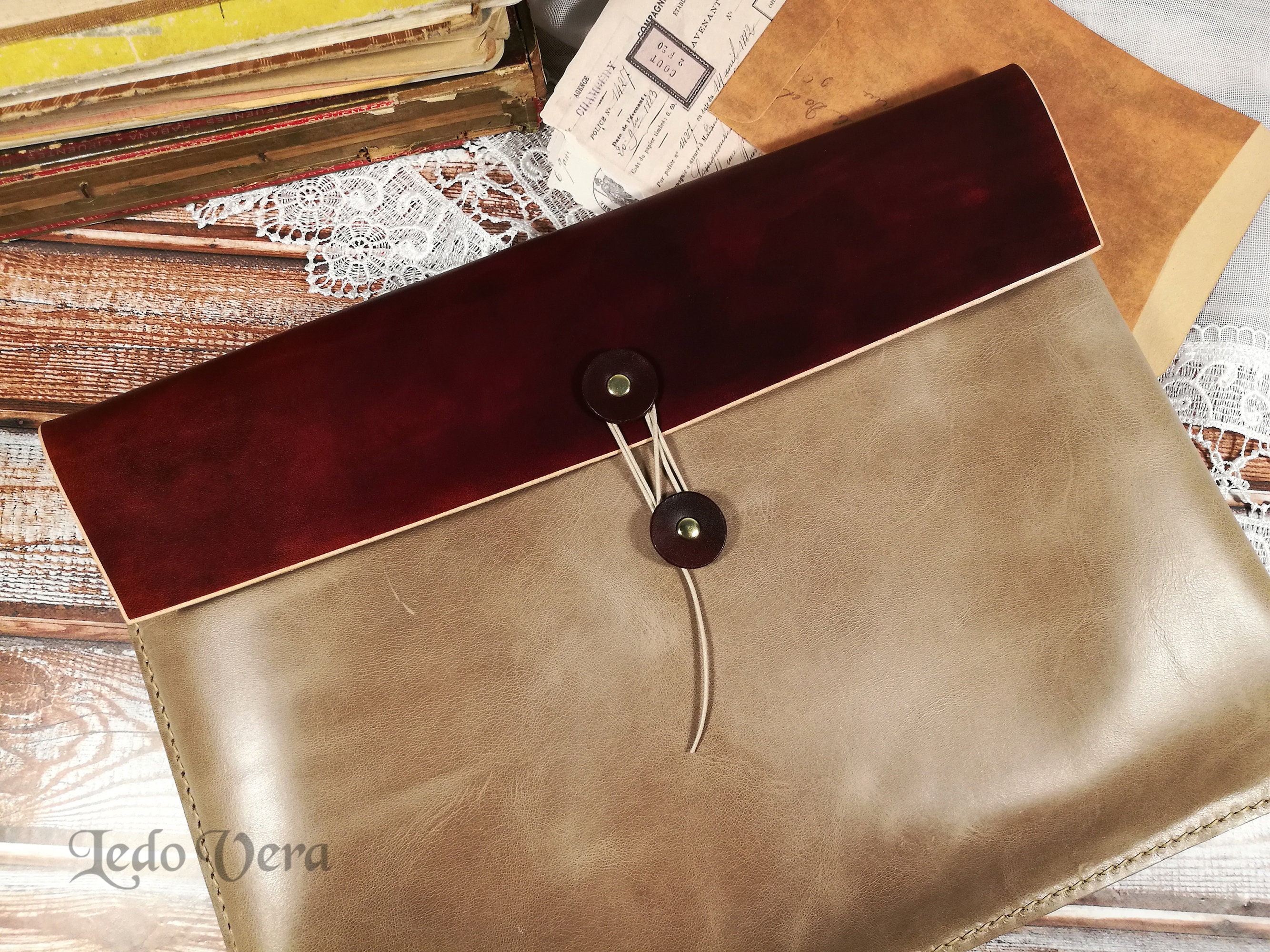 Leather portfolio vintage leather folder document holder. Etsy
