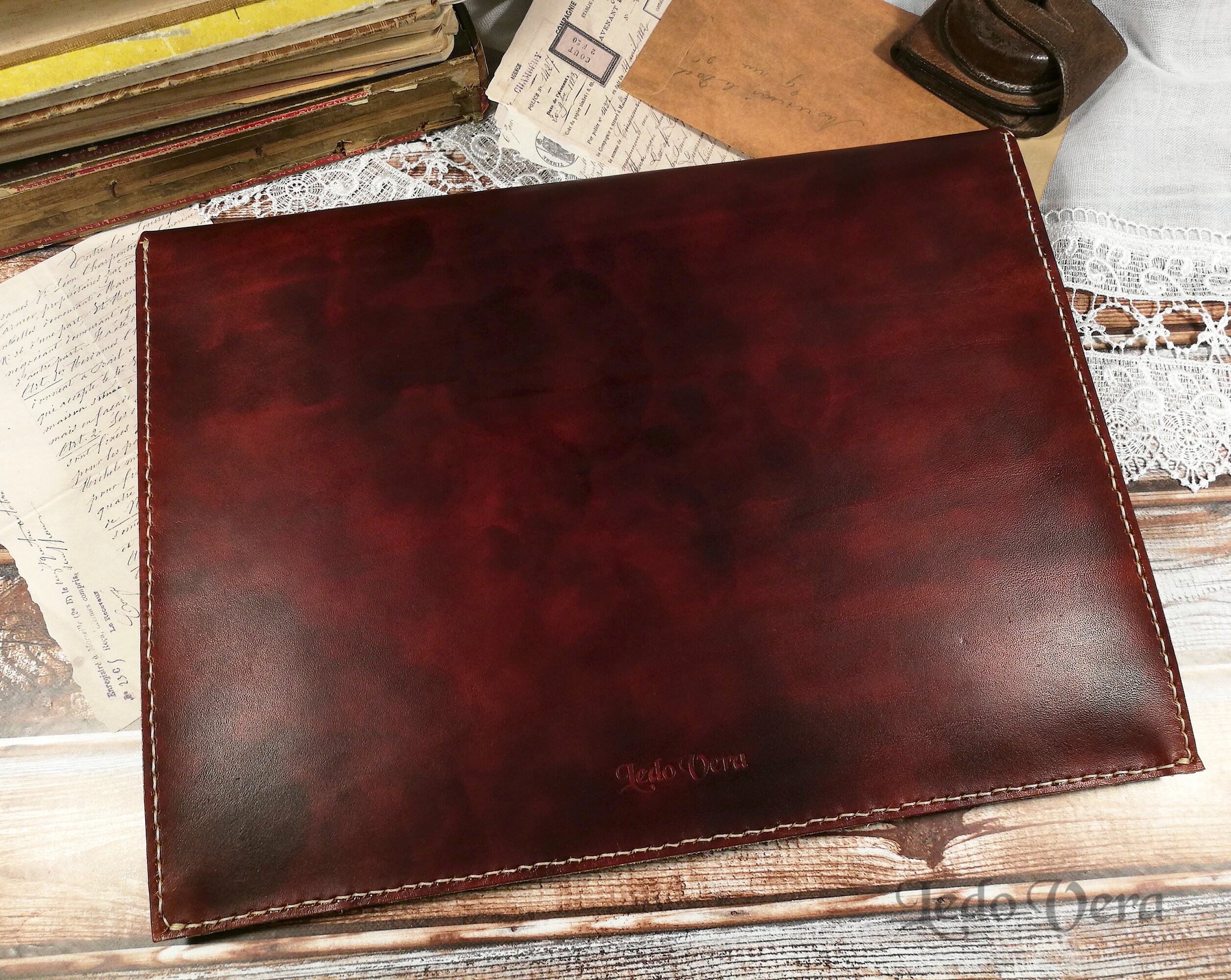 Leather portfolio vintage leather folder document holder. Etsy