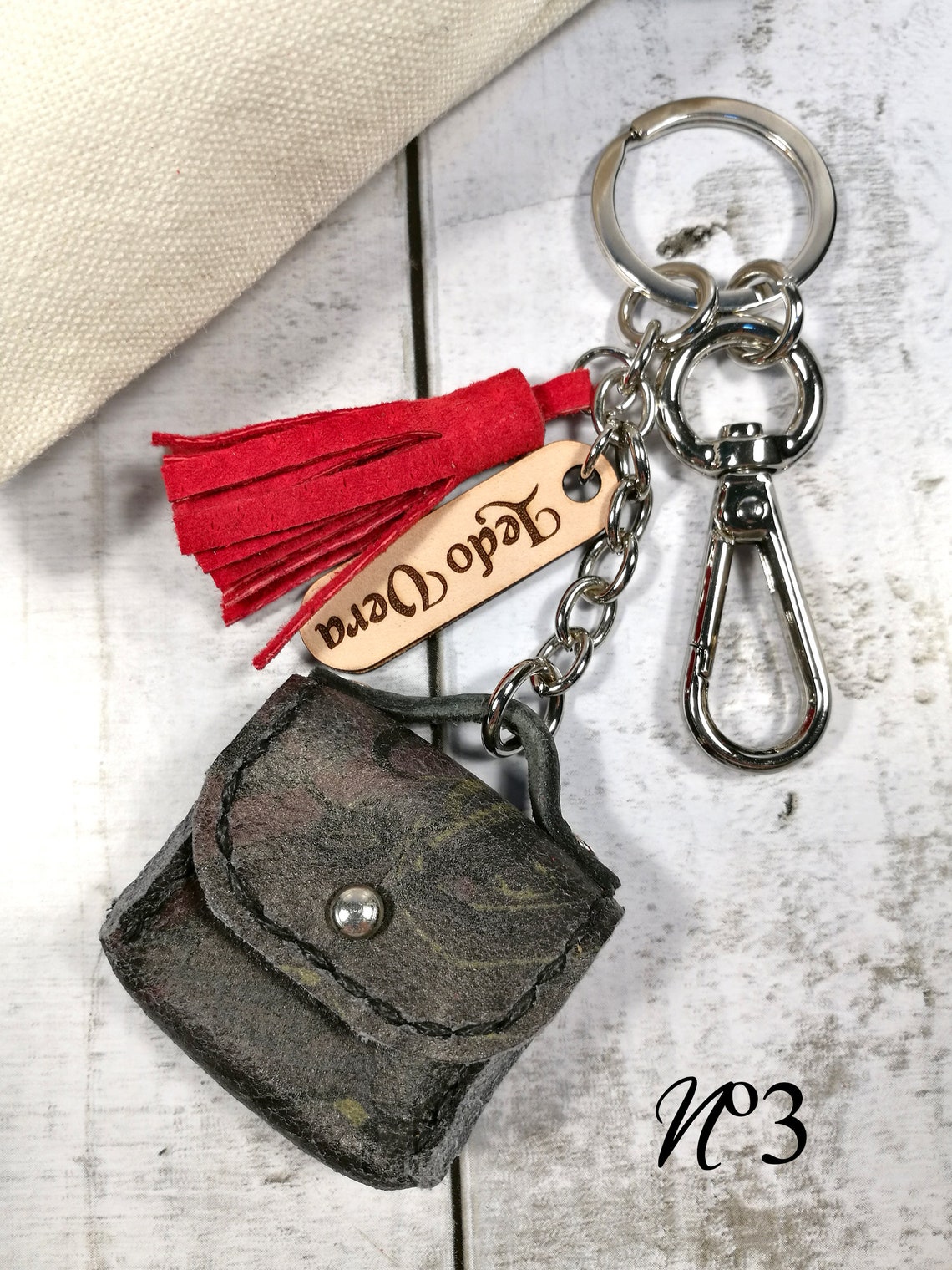 Leather Keyring. Keychain. Tiny bag. Purse keyring. Small Etsy