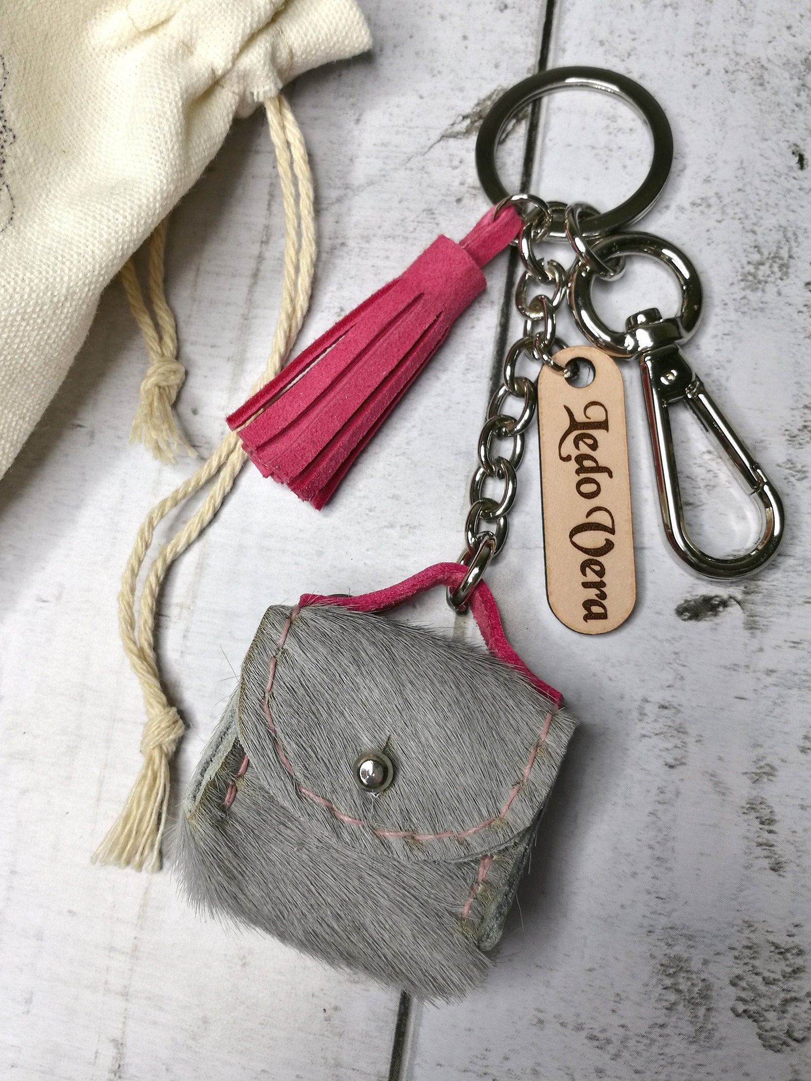 Leather Keyring. Keychain. Tiny bag. Purse keyring. Small Etsy