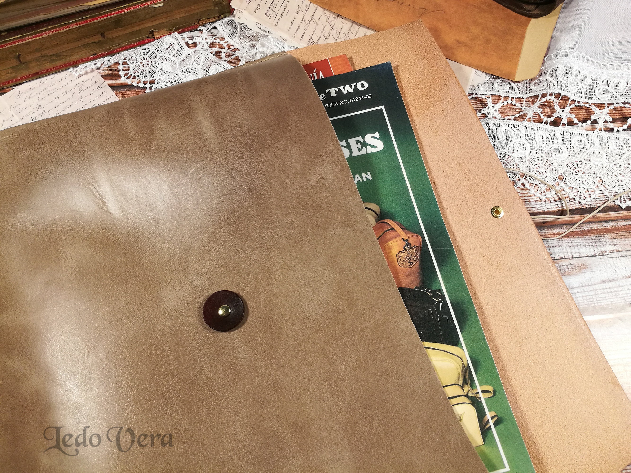 Leather portfolio vintage leather folder document holder. Etsy