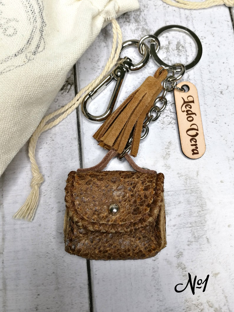 Leather Keyring. Keychain. Tiny bag. Purse keyring Etsy