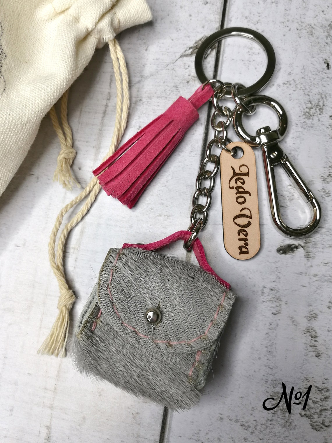 Leather Keyring. Keychain. Tiny bag. Purse keyring. Small Etsy
