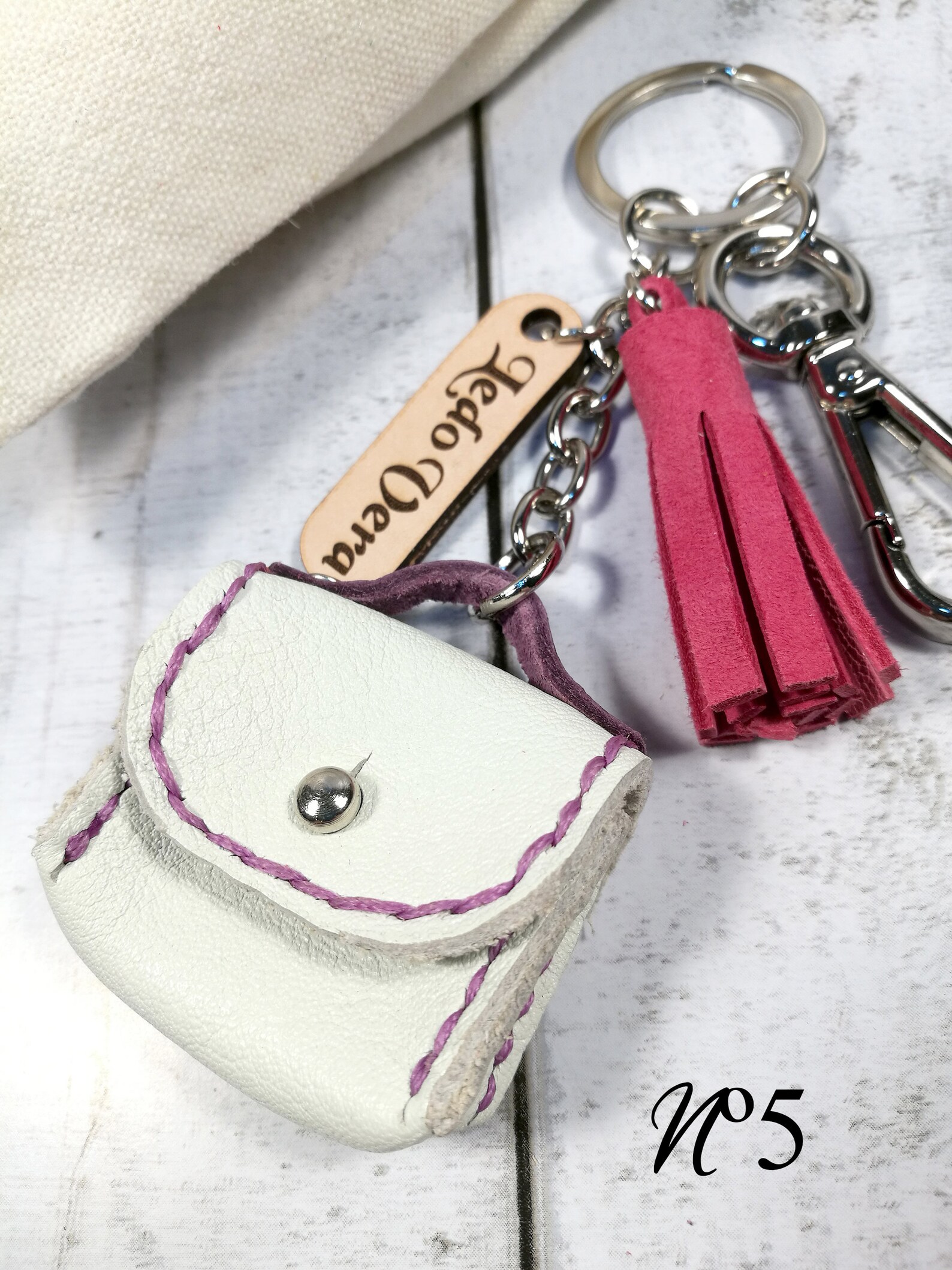 Leather Keyring. Keychain. Tiny bag. Purse keyring. Small Etsy