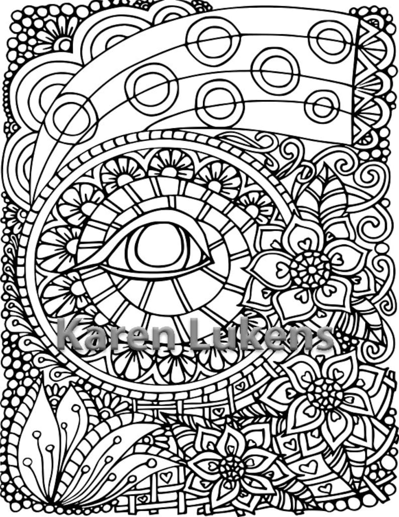 Evil Eye Protection 1 Adult Coloring Book Page Printable | Etsy