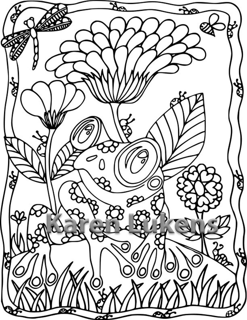 5 pages Happy Critters Pack 1 5 Adult Coloring Book Pages | Etsy