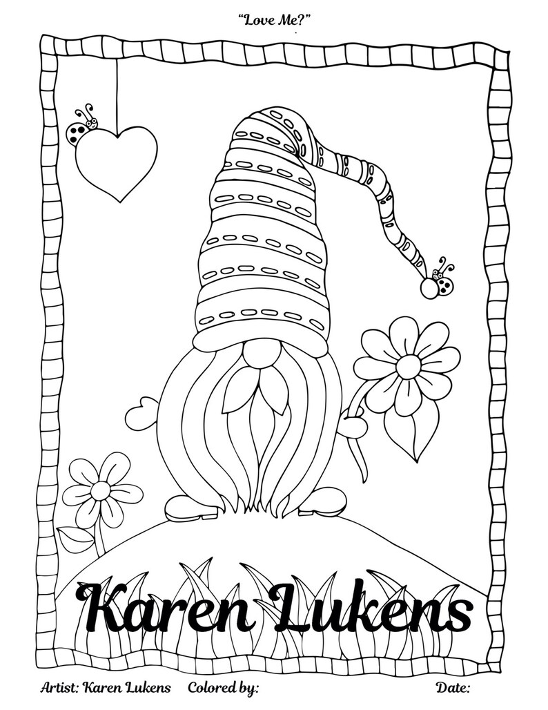 Download Love Me 1 Adult Coloring Book Page Printable Instant Etsy