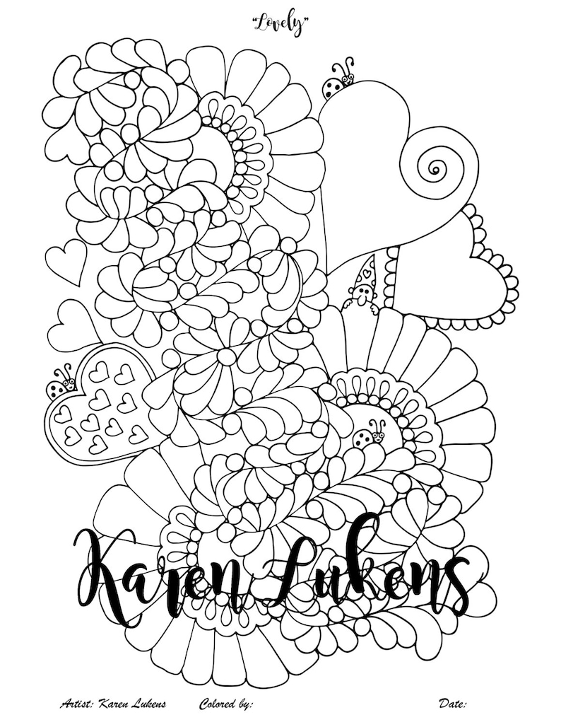 Download Valentine's Lovely 1 Adult Coloring Book | Etsy